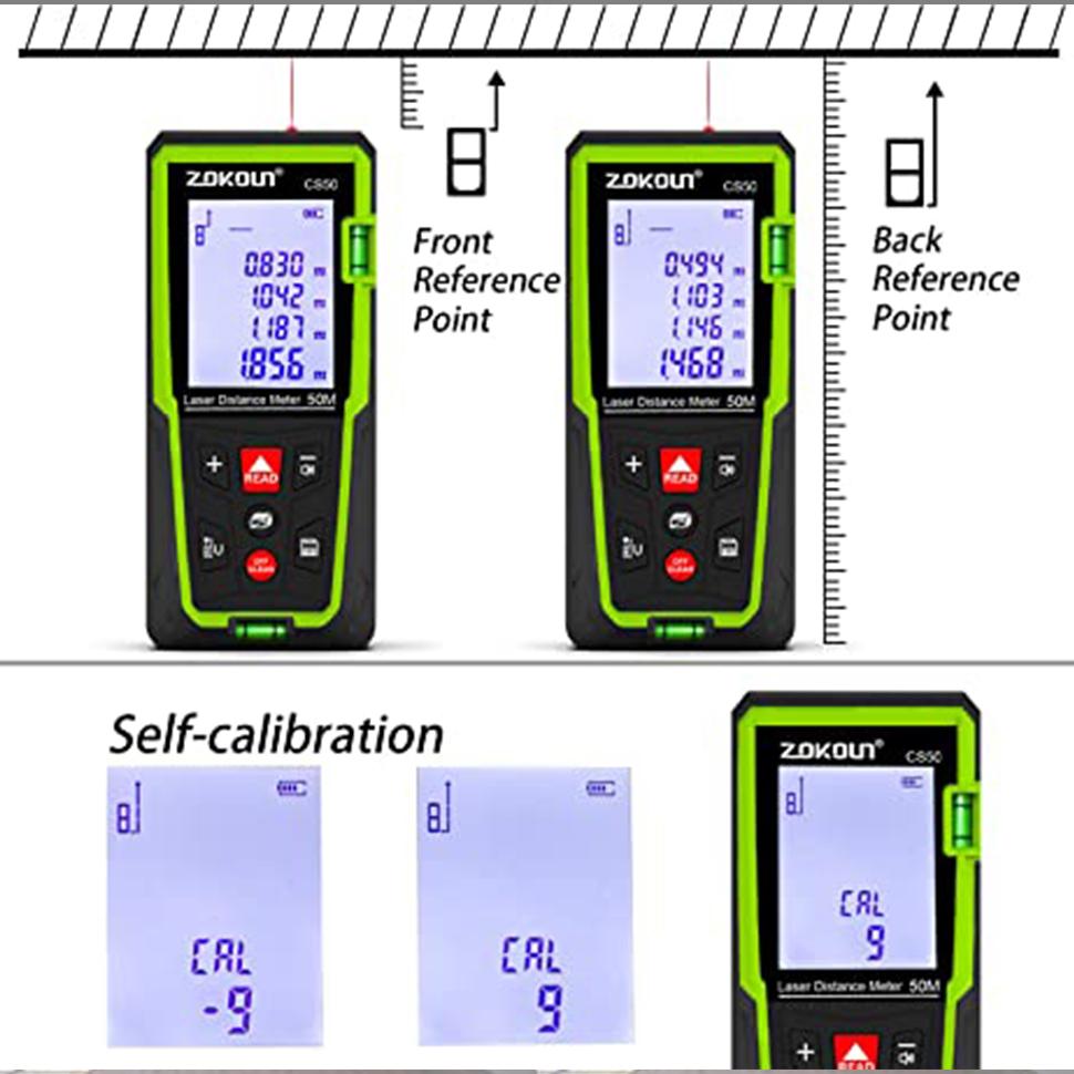 Ударопрочный лазер на расстояние 50 метров с объемом, лазерной рулеткой, предложением Пифагора и 2 батарейками ААА