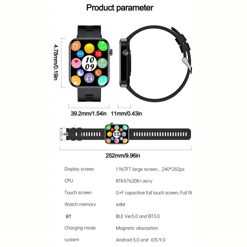 Rainbuvvy FW10 Smartwatch 1.96inch TFT 240x282 Bluetooth Call 300mAh IP67 Водонепроницаемые спортивные часы на ОС Android Поддержка нескольких спортивных режимов