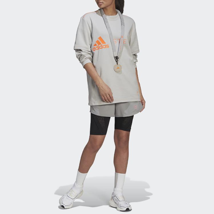 Adidas Однотонная футболка с круглым вырезом и длинным рукавом, женские топы, серые H59965