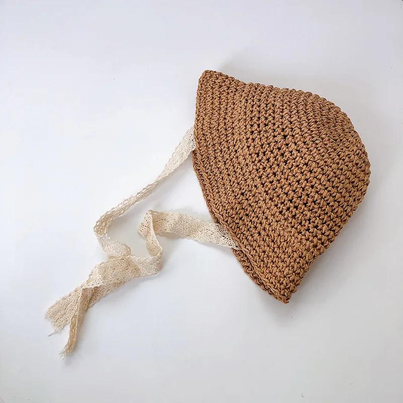 Baby Hat Summer Straw Baby Girl Cap Fashion Lace Bow Beach Children Panama Hat Princess Baby Hats and Caps Kids Hats