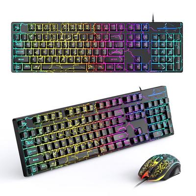 Игровая клавиатура и мышь USB с проводом, игровая клавиатура 1,4 м, компактная клавиатура для ПК с плавающими колпачками для игр и офиса
