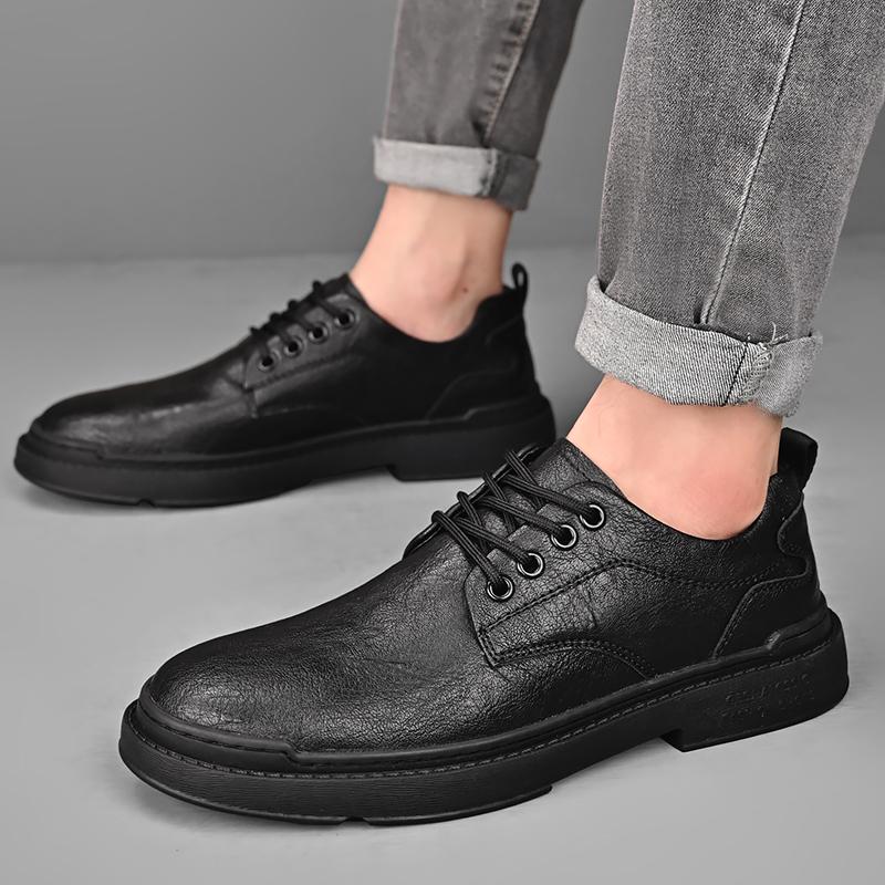Men's Leather Shoes Lace Up Black Soft Leather Soft Bottom Spring Autumn Best Man Business Formal Wear Casual Oxfords Shoes