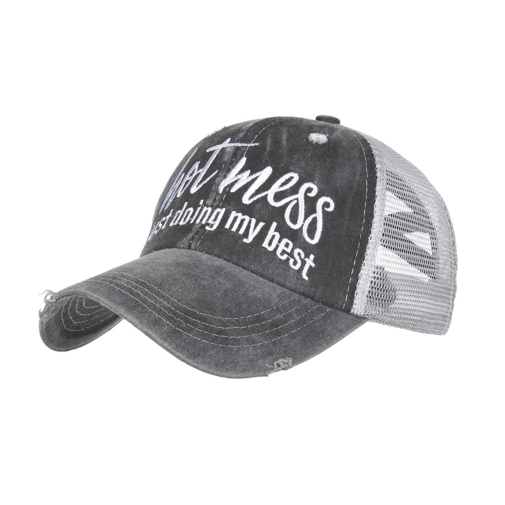 Spring and Summer New HO ESS Embroidered Elastic Mesh Ponytail Baseball Cap Cap Sun Hat Sun Hat