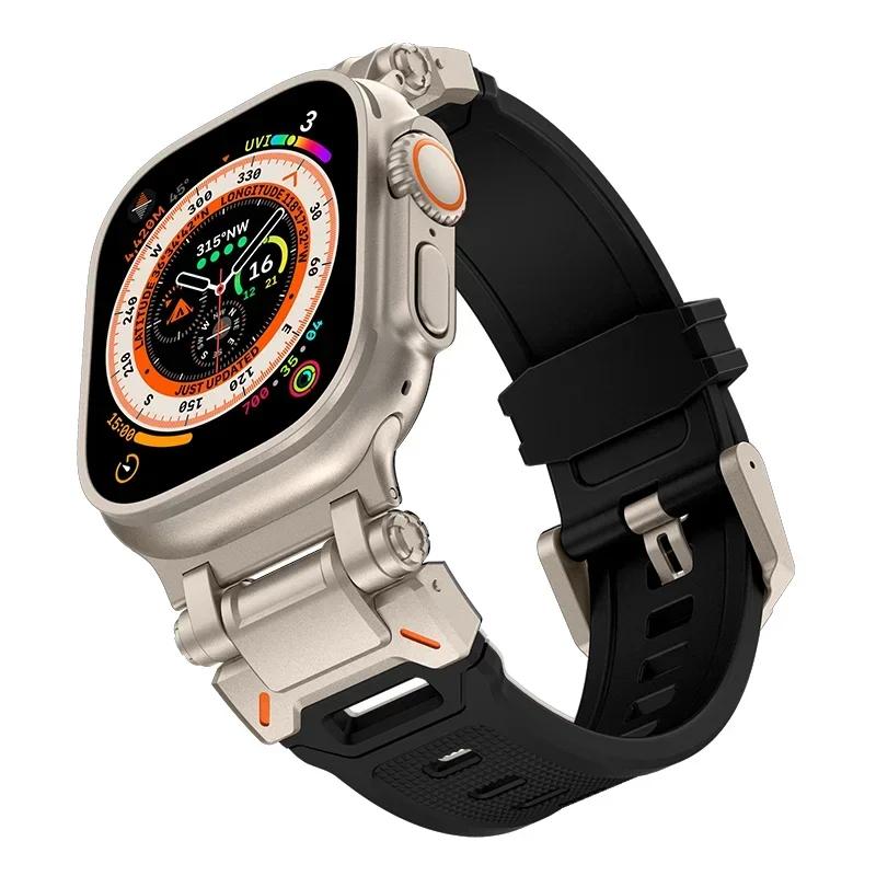 Резиновый спортивный ремешок для Apple Watch Ultra 2, 49 мм, серия 9, 8, 7 se, 6, 5, 4, ремешок для iWatch Ultra, 49 мм, 45 мм, 42 мм, 44 мм, роскошный браслет из ТПУ