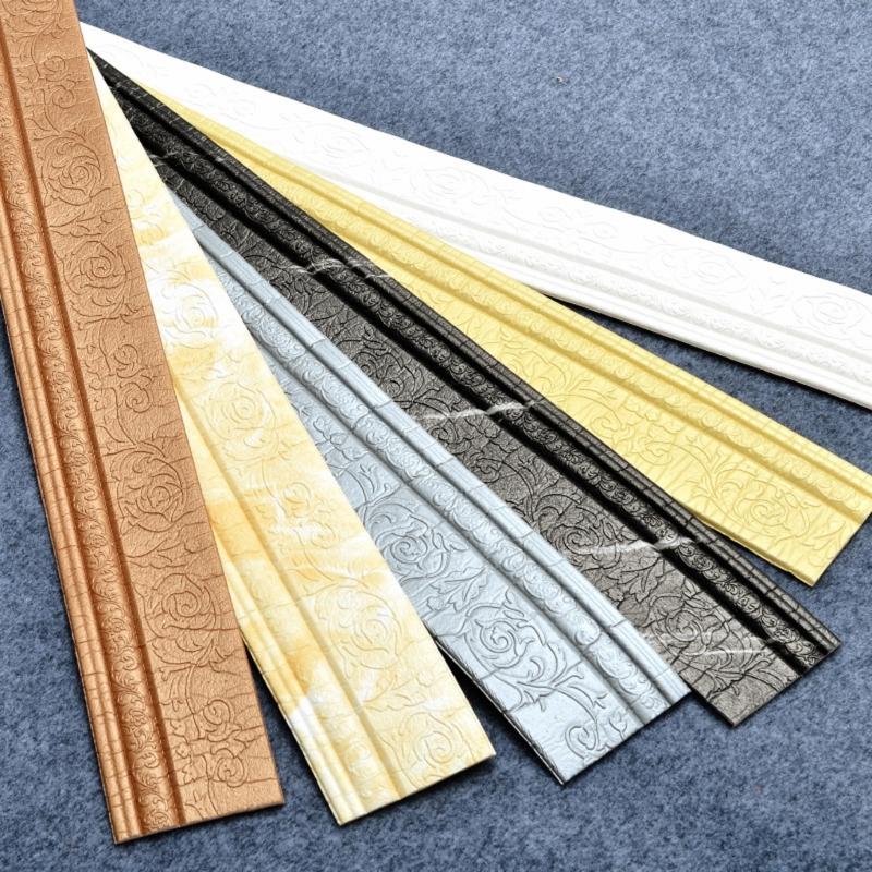 Decorative Adhesive Foam Molding Trim 10m Length Wallpaper Corner Strips for Ceiling Wall Luxurious 3D Floral Pattern