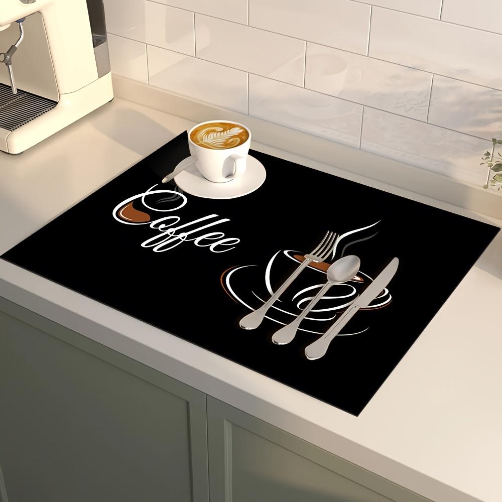 Коврик для сушки посуды для кофемашины - впитывающий полиэстеровый защитный коврик для столешницы с резиновой нескользящей термостойкой накладкой для декора кухонной столешницы