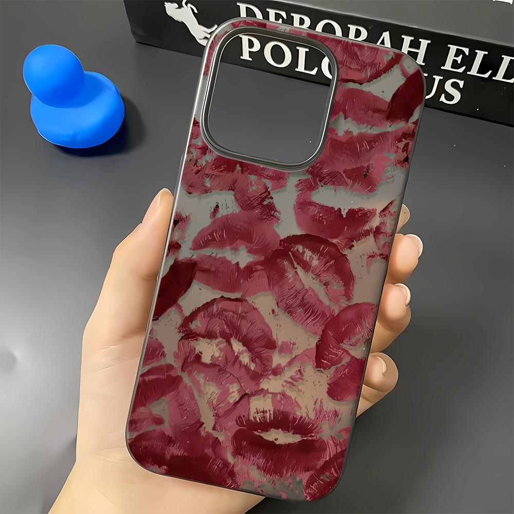 Ультратонкий чехол для телефона для iPhone 14 16 17 Air 15Plus 12 13 11 Pro Max Защитный тонкий корпус Сексуальные красные губы Прочный гибкий чехол