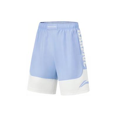 Li Ning Badfive Mister Cartoon Collaboration Letter Print Loose Casual Shorts Men Shorts Blue Cream AAPU207-2
