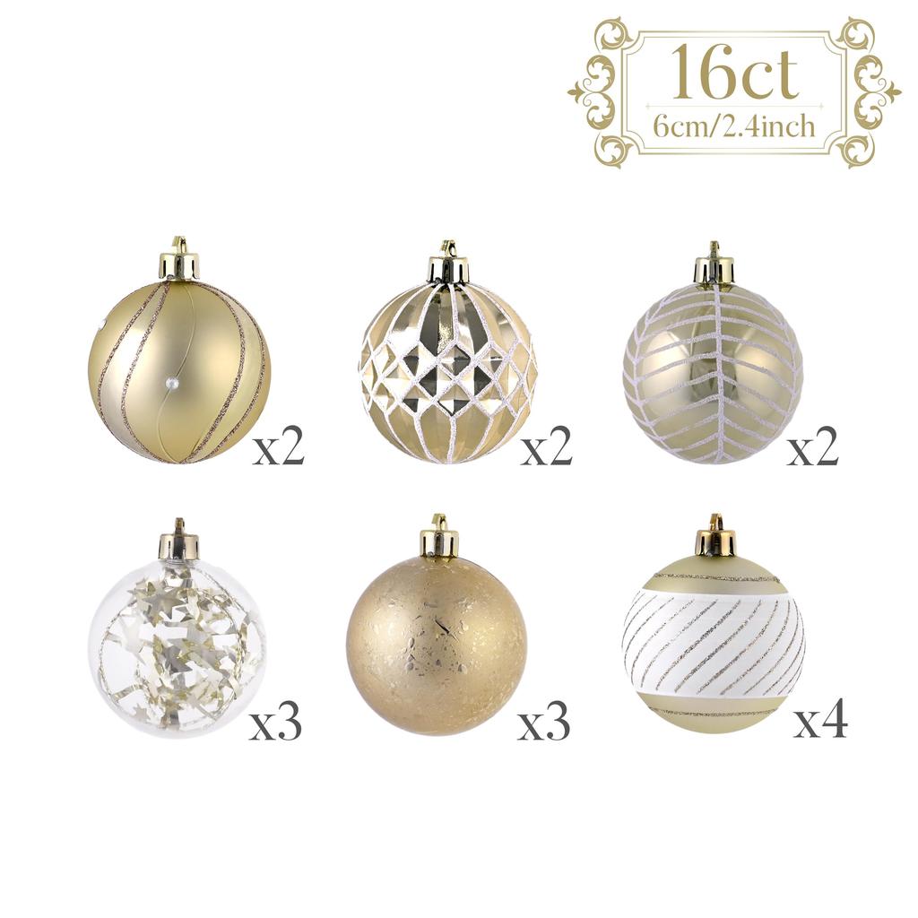 Valery Madelyn Christmas Pack of White Christmas Tree Proposal Wedding Store Elegant Ornaments, 6cm, 16, Gold, Platinum, Decorations, Decorations,