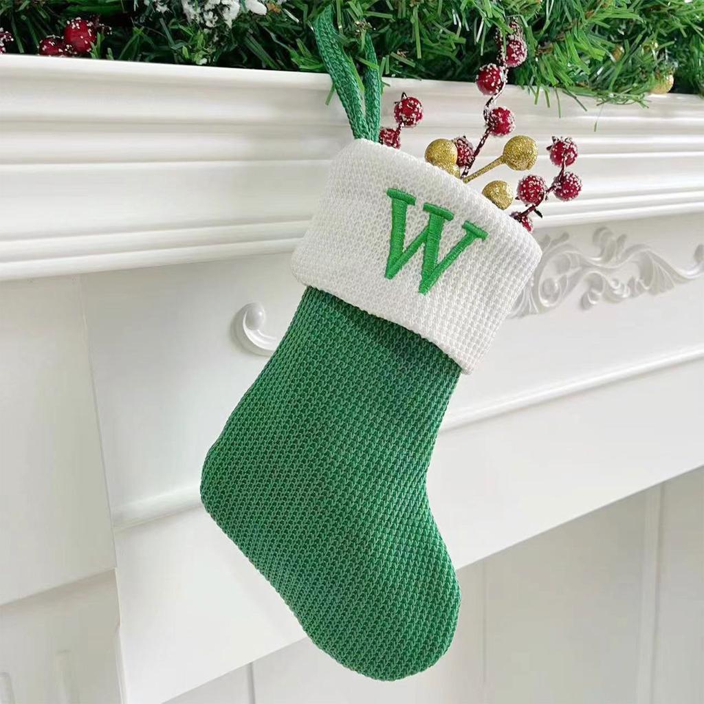 Рождественские чулки, маленькие вышитые буквы, вязаные рождественские подвесные чулки, украшения, декор для рождественской вечеринки