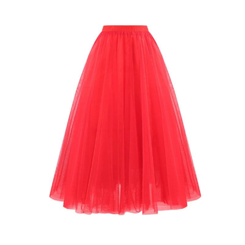 Женская плиссированная юбка-миди, тюлевая юбка, весна-лето, эластичная сетчатая юбка-пачка с высокой талией