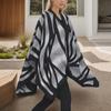 Women Winter Warm Oversized Printing Blanket Cape Wraps Shawl Cardigans