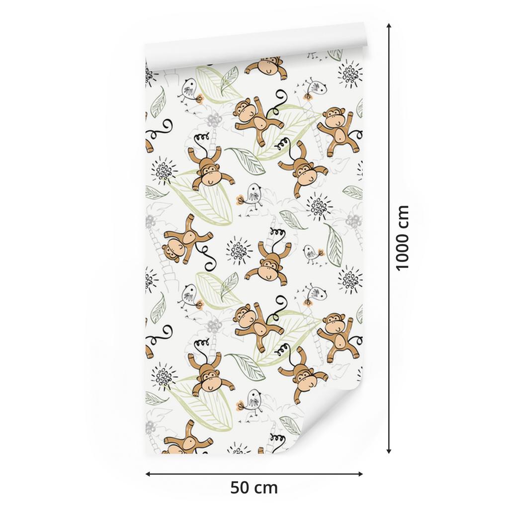 Monkeys wallpaper for living room and bedroom 50x1000