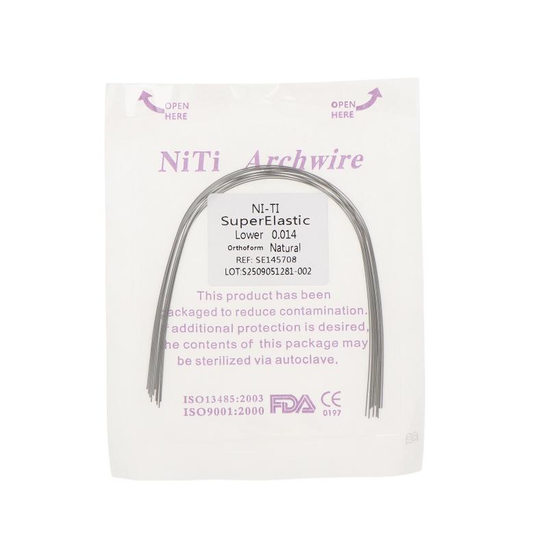 10Pcs Ag Dental Arch Wires Elastic Niti Round Rectangle Archwire Lower/Upper 012/014/016/018/020/16X16/16X22