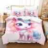 3D Мультяшный Постельный Комплект Единорог Радуга Принт Набор Пододеяльников Мягкий Приятный к Коже Односпальный Двуспальный Кингсайз для Детей Подарок на День Рождения