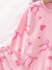 2pcs/Set Girls Fashion Minimalist Bow & Heart Print Long Sleeve & Long Pants, Winter Flannel Pajama Set. Bow Pajama Set, Girls Loungewear Set
