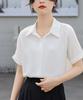 Рубашка Блузка Короткий рукав Летняя Рубашка с воротником Шифон Белый Офисная Повседневная Топы Непрозрачный Офис Бизнес Поездки на работу Повседневный Высоко дышащий [Xiaoyu]