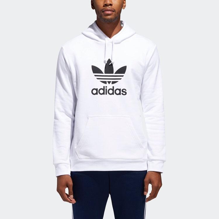 Adidas Originals Trefoil Logo Толстовка с карманом-кенгуру, мужские топы, белые DU7780