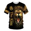 2023 Summer Men's T-shirt 3D Digital Printing Round Neck Street Creative Lion Pattern Short-sleeved Casual Sports T-shirt