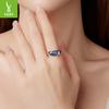 S925 Sterling Silver Kyanite Open Ring Vintage Bohemian Charm Ring