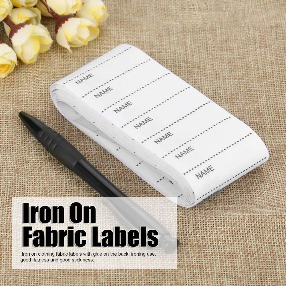 200pcs Iron On Woven Name Labels White Sew on Name Tags Iron On Clothing Labels  For School Uniforms