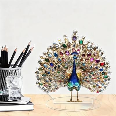 1 шт. 2D плоская акриловая фигурка Роскошное хрустальное украшение павлин Настольное украшение для спальни гостиной офиса