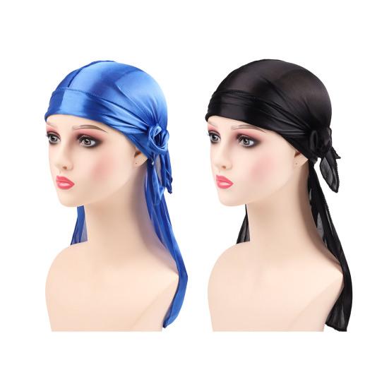 2 шт. шелковистый Durag для мужчин и женщин длинный хвост Durag Wave головные повязки на шею атласный Doo Durag с широкими ремнями