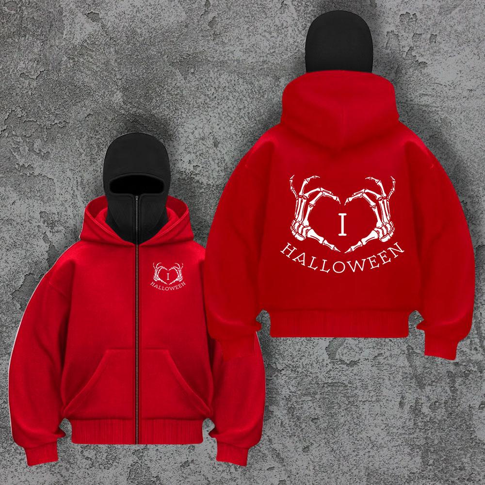 Мужское новое худи с принтом забавного узора любви, с двойным воротником и двойным капюшоном, модное, уличное, трендовое пальто