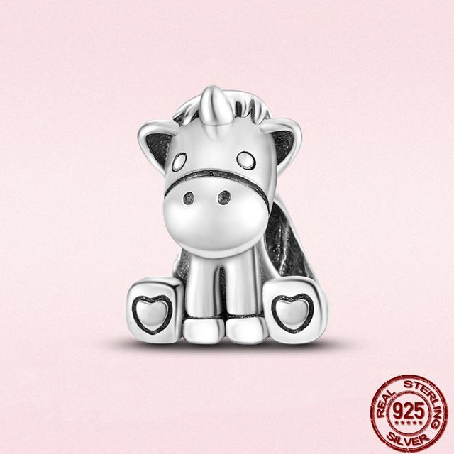 Круглые бусины в виде сердца из стерлингового серебра 925 пробы с изображением животных подходят для оригинального модного браслета-подвески DIY, модное серебро 925 пробы для изготовления ювелирных изделий