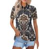 Женская модная повседневная рубашка с отворотом и коротким рукавом с принтом, женские топы на пуговицах