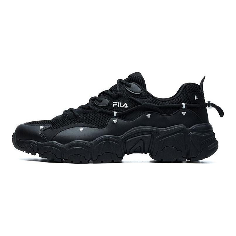 Fila Кошачья лапка 2 Современный шик Ткань Синтетическая кожа ТПУ Удобные Универсальные Низкие Кроссовки Папы Мужские кроссовки Черные F12M124144FBK