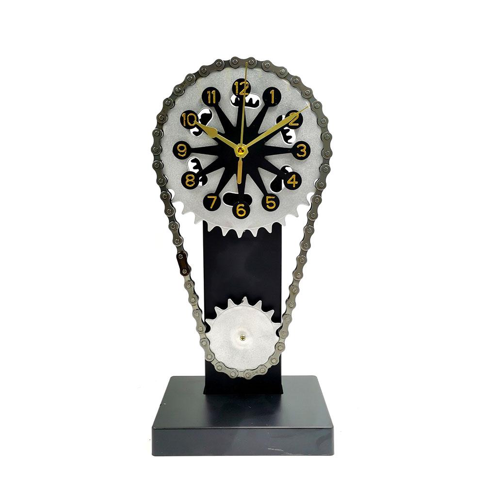 Vintage Desk Clock Antique Gear Chain Shape Clock Battery Operated Tabletop Clock Decor for Farmhouse Living Room