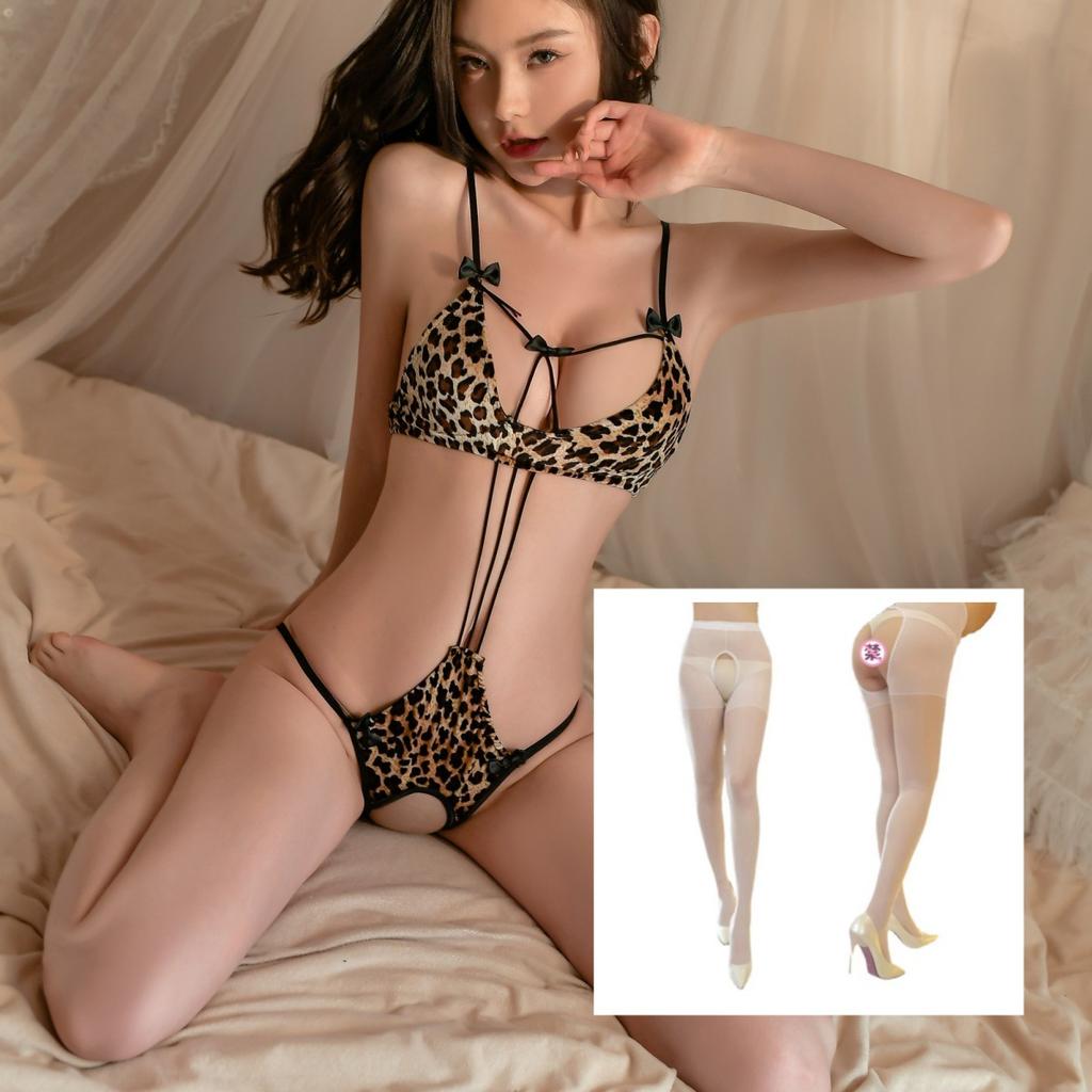 Sexy lingerie maid leopard print uniform three-point hot sexy lingerie passion bed free flirting outfit