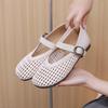 Ретро Простые Плетеные Полые Модные Одинарные Туфли для Женщин Летом Новые Одинарные Туфли на Плоской Подошве с Отверстиями на Четыре Сезона