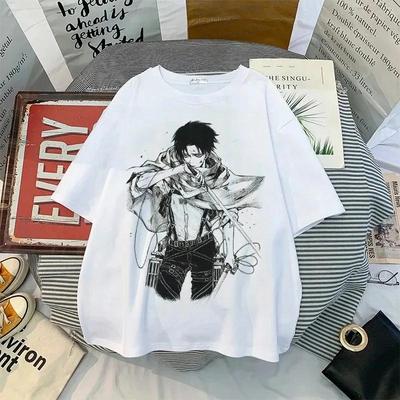 Летняя футболка Harajuku с японским аниме «Атака титанов» Levi Ackerman Eye Punk, свободные мужские футболки с коротким рукавом и круглым вырезом для женщин