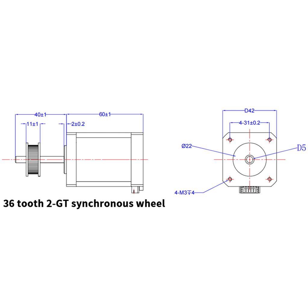 Высокоточный шаговый двигатель 42-60 для 3D-принтеров K1 MAX Экструдер Бесшумная работа Высокая термостойкость