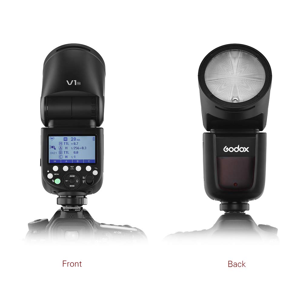 Godox Product Technical Compliance Godox V1N Camera Flash Speedlight TTL Round Head Flash 480 Second Full Power Flash Rechargeable Compatible with
