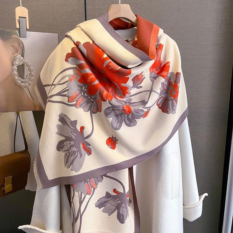 New Korean Version Double-sided Printed Cashmere Scarf, Thickened Winter Warm and Fashionable Shawl