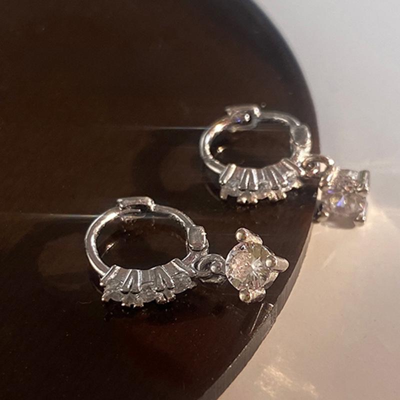 Exquisite Small 925 Silver Diamond Earrings for Women - Korean Style