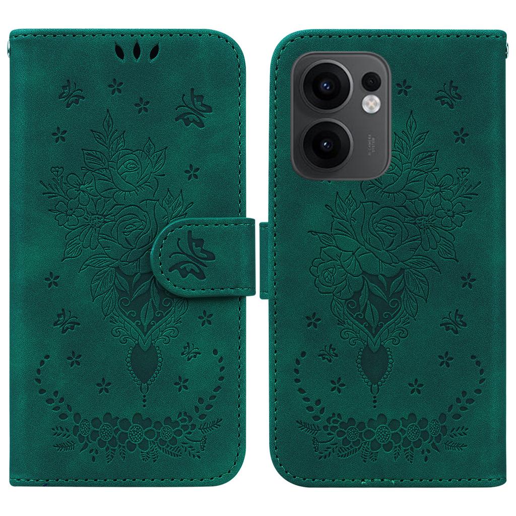 For Oppo Reno13 F 5G Case PU Leather Wallet Phone Cover Butterfly Flower Imprint