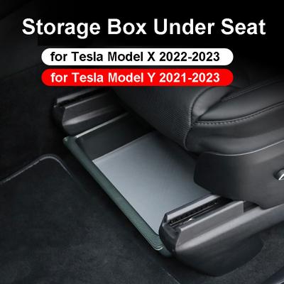 Для Tesla Model XY 2023 Аксессуары Органайзер для хранения под сиденьем Ящик для хранения вещей Передний и задний сиденья Прозрачный ПК Водонепроницаемые детали ModelX