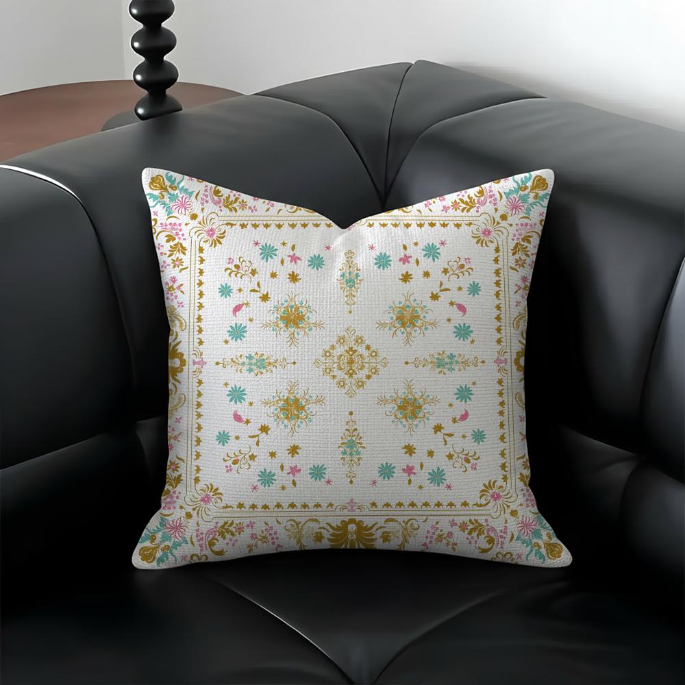 V-Victorian Style Cushion Cover Natural Linen Pillowcase Set, All-In-One Decor For Sofa, Bedroom & Chair