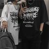 Женская и мужская готическая рубашка, темная толстовка с буквенным принтом, свободная футболка с короткими рукавами, студенческая летняя футболка