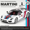 1/18 Porsche 918 Martini Окрашенный Лимитированная Серия Сплав Литой Модель Автомобиля Коллекция Хобби Украшений Звук и Свет Серия Подарок
