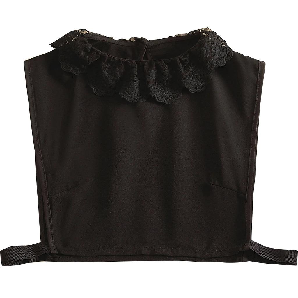 Solid Color Embroidery False Collars for Women Black White Detachable Shirt Fake Collars Blouse Top Half Shirt Decoration