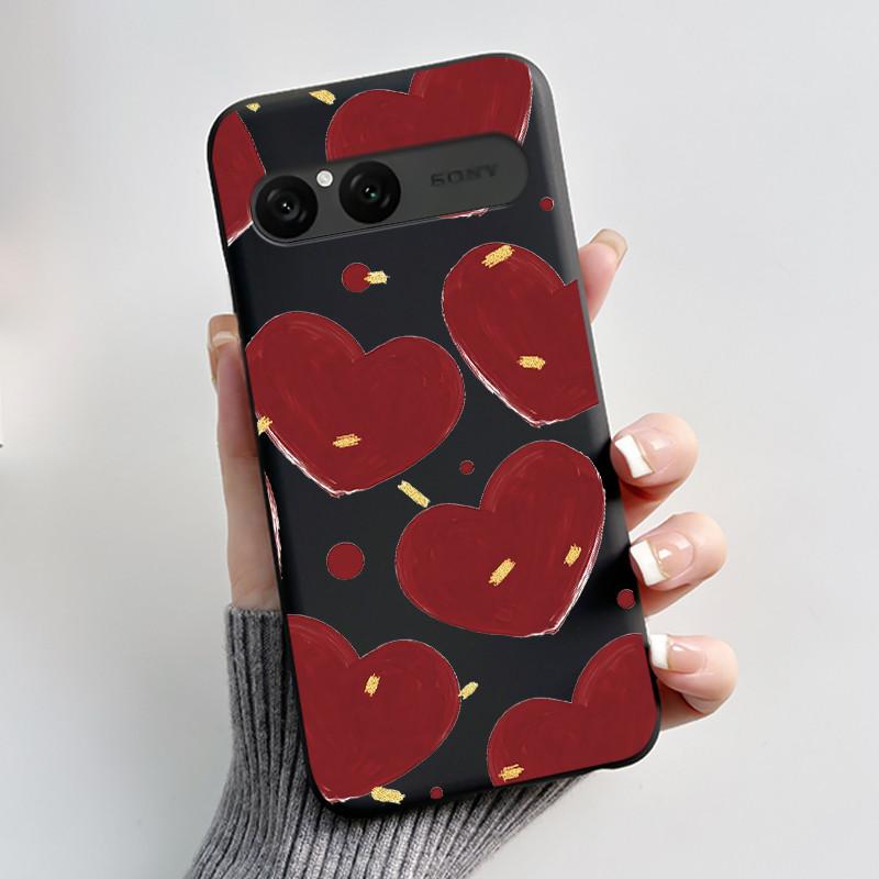 Cute Case For Sony Xperia 10 VII Fundas Capa Printing Shell Protective Cover Soft Silicone Cartoon Black Casing Coque