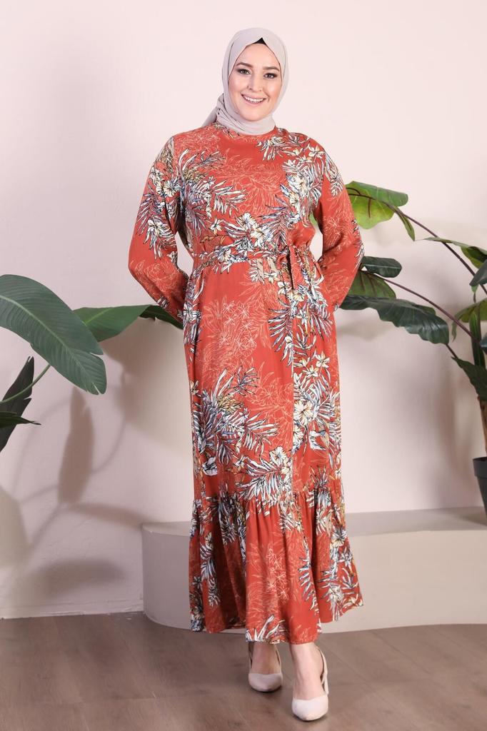 Женское платье большого размера Платье больших размеров Вискозное платье с узором пальмы