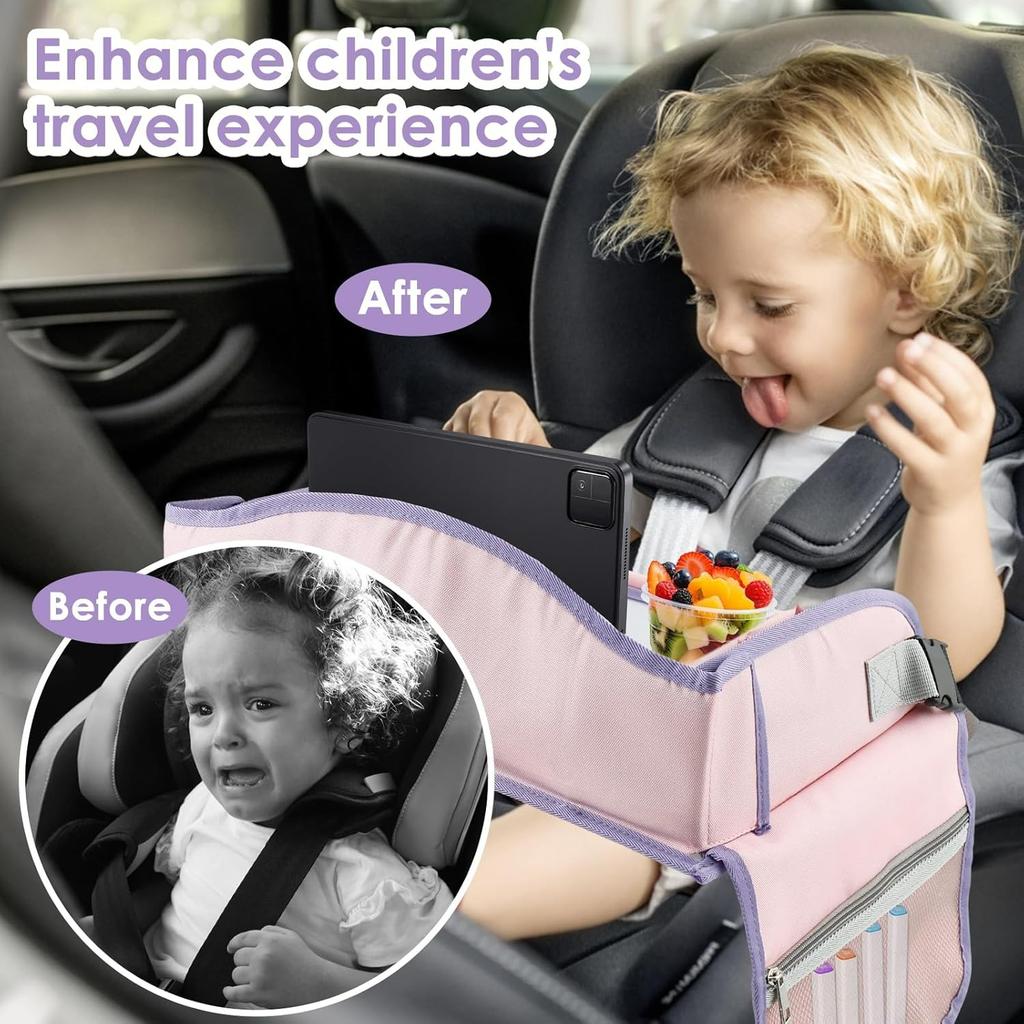 Car Tray Table for Kids Cars Seat Travel Tray Portable Drawing Board Play Pallet Cars Seat Detachable Lap Trays Carseat Table Trays for Kids in Car