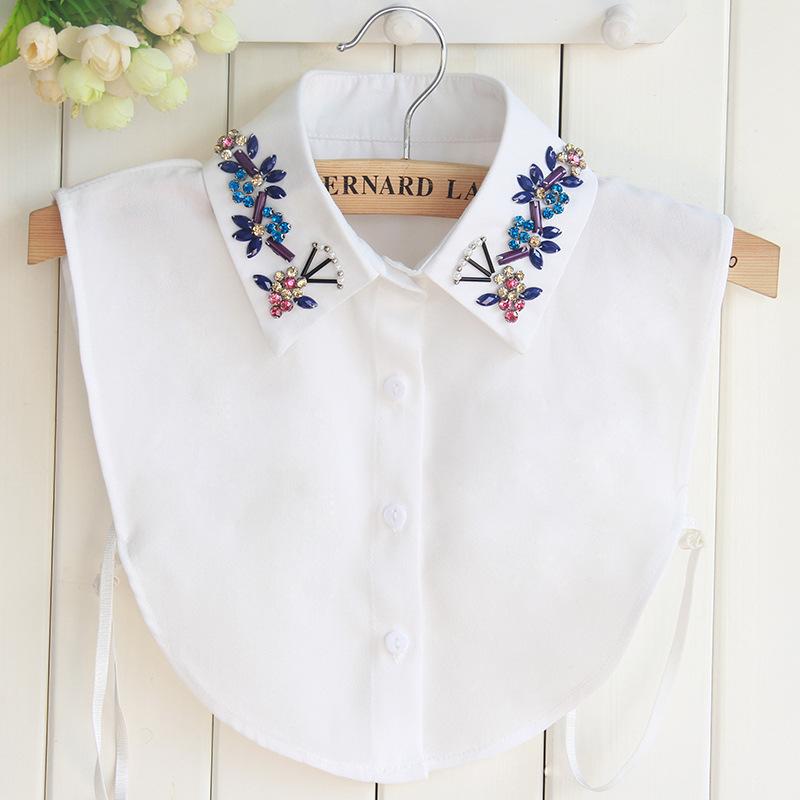 Fashion White Shirt False Collar for Women Fake Collar Decoration Lapel Blouse Top Female Detachable Collar Lapel Button