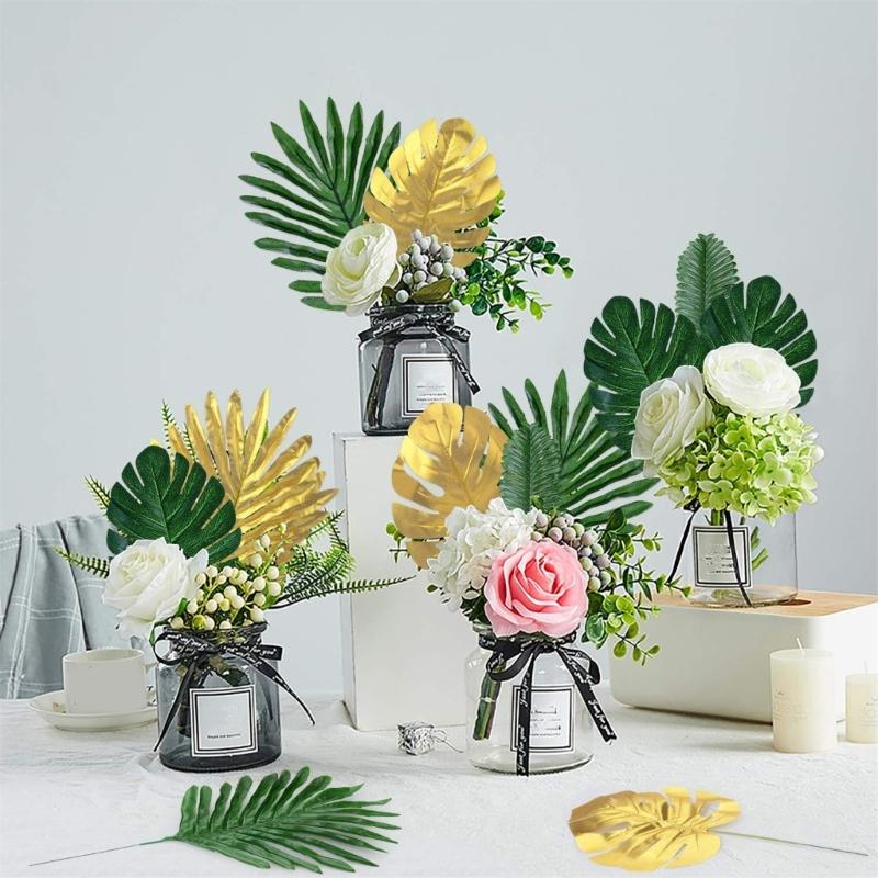 10Pcs Artificial Monstera Leaf 30x20Cm Large Artificial Foliages For Wedding Decoration Plant Arrangement